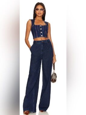 Super down denim crop top fits big